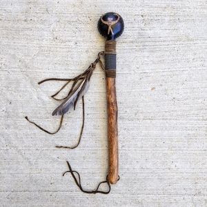 Native American Shaker Gourd Rattle Leather Beads!